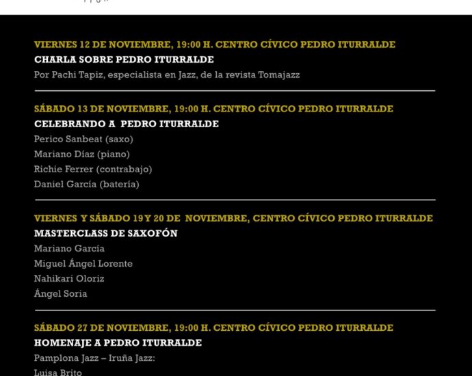 Pedro Iturralde In Memoriam 2021 (Falces, Navarra. Del 12 al 27 de noviembre de 2021) [Noticias de jazz] 3