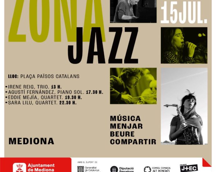 Zona Jazz 2023 (Mediona, Barcelona. 15 de julio de 2023) [Noticias de jazz] - Tomajazz 9.0 - El 15 de julio de 2023 tendrá lugar en Mediona (Barcelona), Zona Jazz 2023 #Ciclodejazz #FestivalDeJazz #Festivalesdejazz #Noticiasdejazz