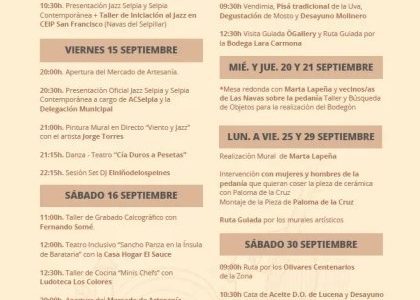 Jazz Selpia 2023 (Navas del Selpillar, Córdoba. 14 al 30 de septiembre de 2023) [Noticias de jazz] - Tomajazz 9.0 - Entre el 14 y el 30 de septiembre de 2023 tendrá lugar en Navas del Selpillar (Córdoba), Jazz Selpia 2023 #Ciclodejazz #FestivalDeJazz #Festivalesdejazz #Noticiasdejazz