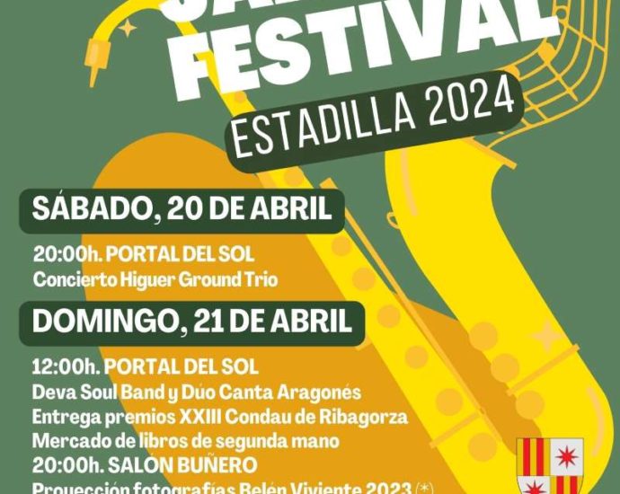EstadiJazz Festival 2024 (20 y 21 de abril de 2024. Estadilla, Huesca) [Noticias de jazz] - Tomajazz - Los días 20 y 21 de abril de 2024 se celebrará en Estadilla (Huesca), el EstadiJazz Festival 2024 #Ciclodejazz #FestivalDeJazz #Festivalesdejazz #Noticiasdejazz