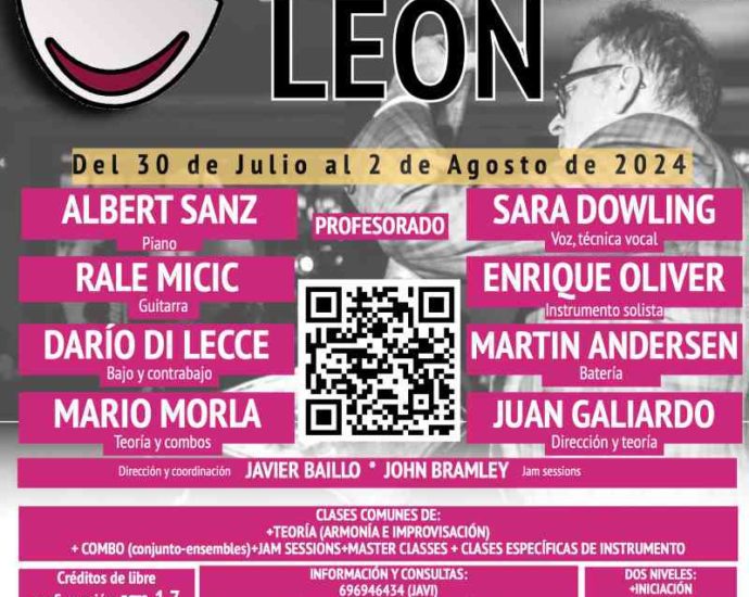 IV Seminario Internacional de Jazz de León 2024 (León. 30 de julio al 2 de agosto de 2024) [Noticias de jazz] - Tomajazz - Entre el 30 de julio y el 2 de agosto de 2024 tendrá lugar en León el IV Seminario Internacional de Jazz de León 2024 #FestivalDeJazz #Festivalesdejazz #Noticiasdejazz
