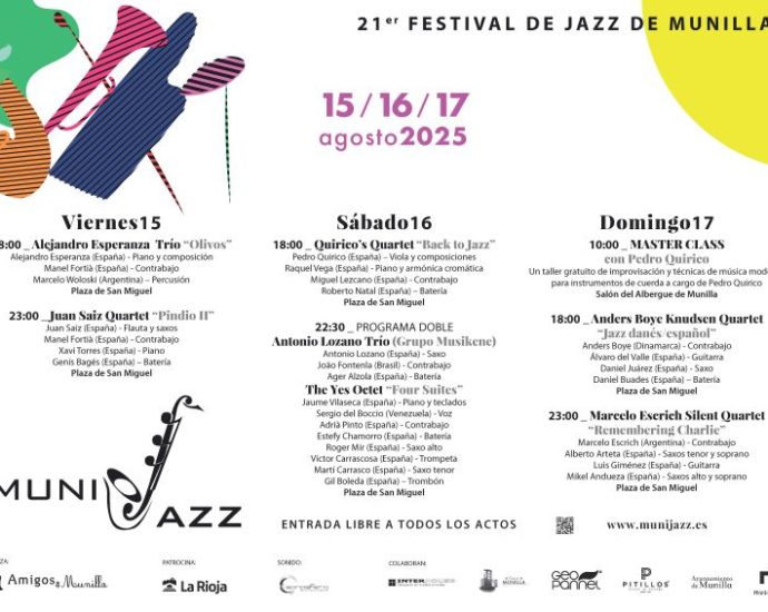 21ª Edición Munijazz 2025 (Munilla, La Rioja. 15 al 17 de agosto de 2025) [Noticias de jazz] - Tomajazz - Festival Munijazz 2025 celebra su 21ª edición del 15 al 17 de agosto en Munilla (La Rioja), con entrada libre y una programación de conciertos y actividades en la Plaza de San Miguel y el Salón del Albergue de Munilla #Noticiasdejazz