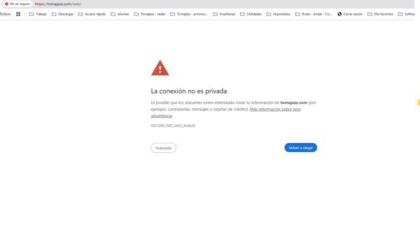 Perdonen las molestias... estamos experimentando problemas [¿Tomajazz fuera de juego? ¡¡¡No, ni de broma!!! ¡¡¡¡Estamos trabajando en ello!!!!] - Tomajazz - En Tomajazz estamos sufriendo problemas con el acceso... estamos trabajando en ello... y es posible acceder al contenido... que está, parece, a un par de certificados de distancia... No estamos fuera de juego. Estamos trabajando por solucionarlo. Perdonen las molestias.