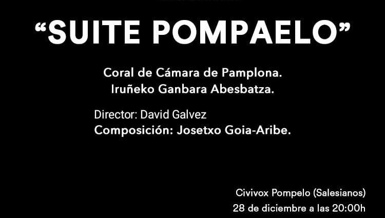 Estreno absoluto de la Suite Pompaelo (Pamplona – Iruña. 28 de diciembre de 2025) [Noticias de jazz] - Tomajazz - El próximo 28 de diciembre de 2025 tendrá lugar el estreno absoluto de la obra Suite Pompaelo, compuesta por Josetxo Goia-Aribe. El concierto se celebrará en Civivox Pompelo (Salesianos) a las 20:00 h, con entrada gratuita #Noticiasdejazz