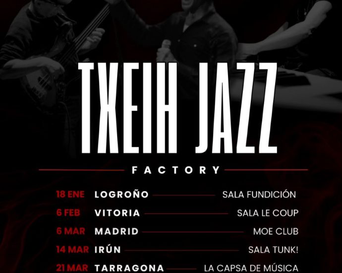 Txeih Jazz Factory inicia su gira de seis conciertos con Girando Por Salas #GPS16 (enero – abril 2026) [Noticias de jazz] - Tomajazz - Entre enero y abril de 2026, el quinteto navarro Txeih Jazz Factory realizará una gira de seis conciertos dentro del programa Girando Por Salas #GPS16 #Noticiasdejazz