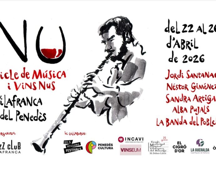 5è NU Cicle de Música i Vins Nus 2026 (Vilafranca del Penedès, 22 al 26 de abril de 2026) [Noticias de jazz] - Tomajazz - Del 22 al 26 de abril de 2026 se celebra en Vilafranca del Penedès el 5è NU Cicle de Música i Vins Nus, un ciclo que combina jazz, músicas de mínima amplificación y vinos naturales en distintos espacios de la ciudad.