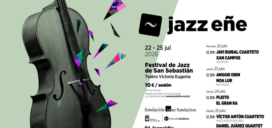 XII JazzEñe 2026 (Donostia – San Sebastián. 22 al 25 de julio de 2026) [Noticias de jazz] - Tomajazz - Entre el 22 y el 25 de julio de 2026 tendrá lugar la XII edición de JazzEñe en Donostia – San Sebastián. Ocho grupos seleccionados entre 145 propuestas actuarán integrados dentro de la programación del Jazzaldia 2026 #Noticiasdejazz